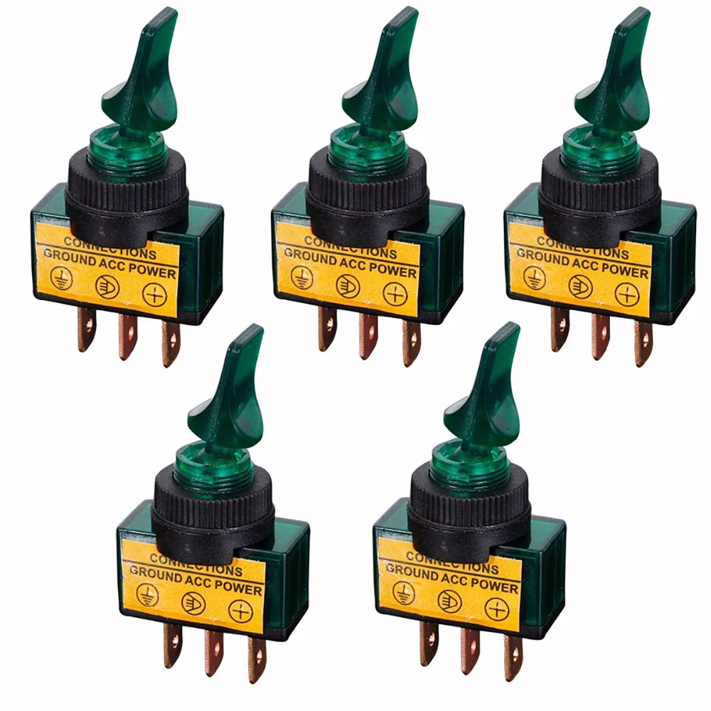 5 Pieces/Lot 12V 20A Illuminated Flick Toggle Spst Switch Car Van Dash