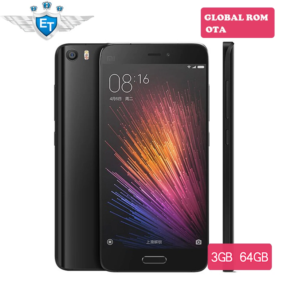 Original Xiaomi Mi5 M5 Prime 5.15'' Snapdragon 820 Quad Core 4G FDD LTE Cell Phone 1920x1080 3GB 64GB 16MP Camera Fingerprint ID