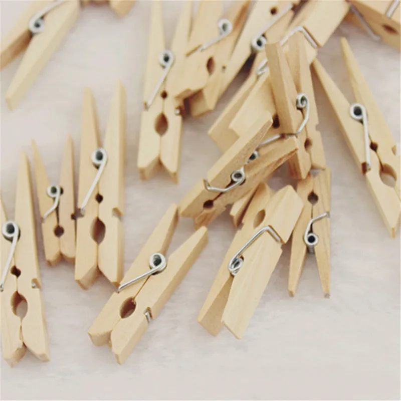 

New Cheap High Quality 50x Mini Wooden Natural Pegs Pack Of Small Favour Wedding Party Natural Clip