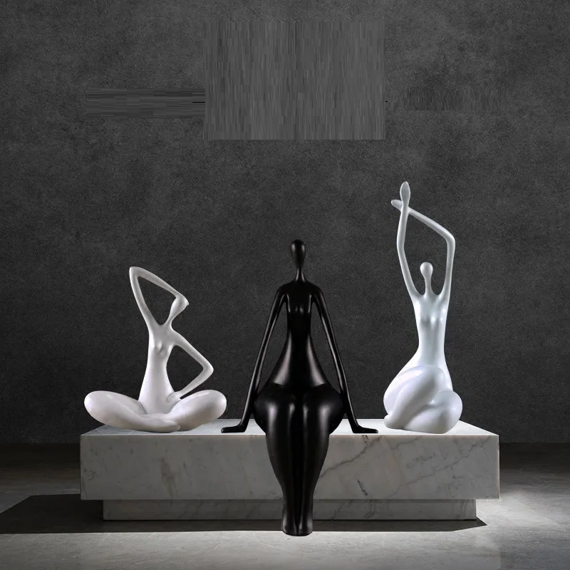 Абстрактная фигурка для йоги, статуя женских персонажей, скульптура из смолы, искусство и ремесло, украшение для гостиной, креативная мебель Orn L3151