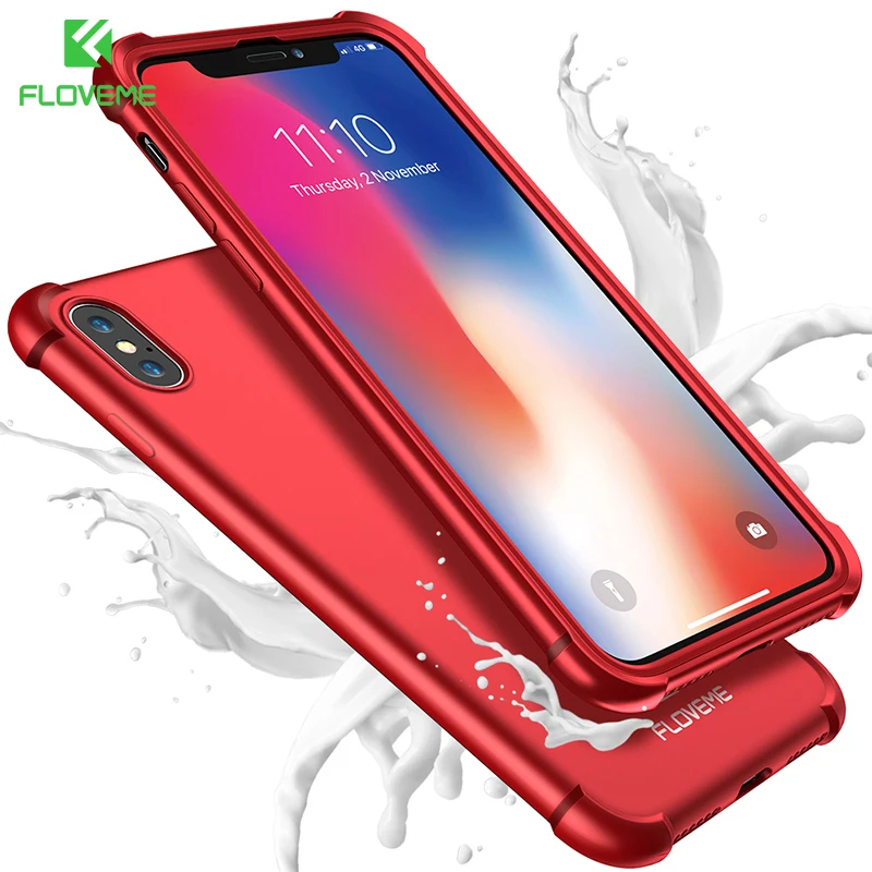 Чехол FLOVEME с полным покрытием на 360 градусов для iPhone X 7 Plus 6 6s 8 Мягкий ТПУ чехол
