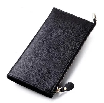 

by dhl 50pcs Women Genuine Leather Slim Wallets Long Multiple Cards Holder Clutch Purse Female Original Leather Solid Wallet
