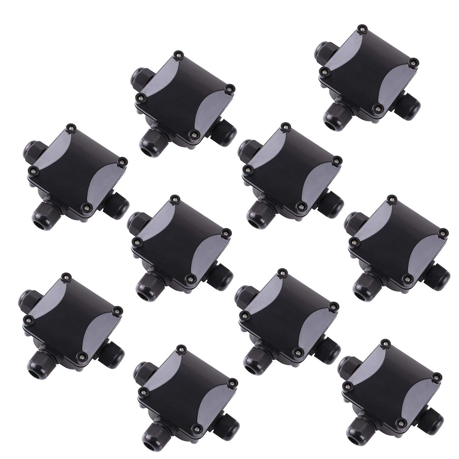 

3-Way Junction Box, IP 68 Waterproof Connectors for Outdoor Lighting External Junction Box Pack of 10 Black-HOT
