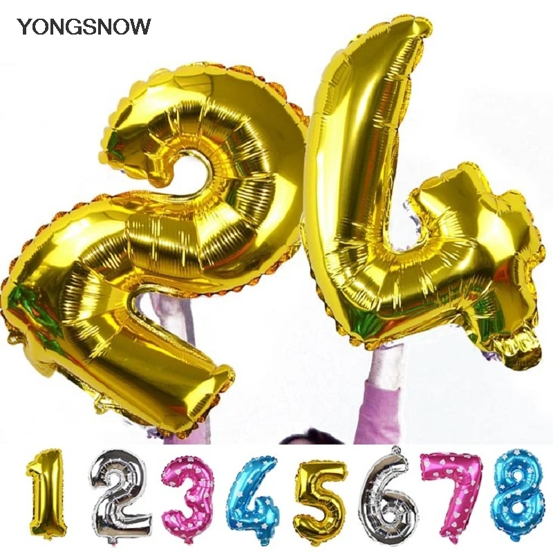 

32 Inch Figure Balloon Gold Silver Foil Ballon Number Happy Birthday Air Balloons Large Digit Helium Ballon Event Party Supplies