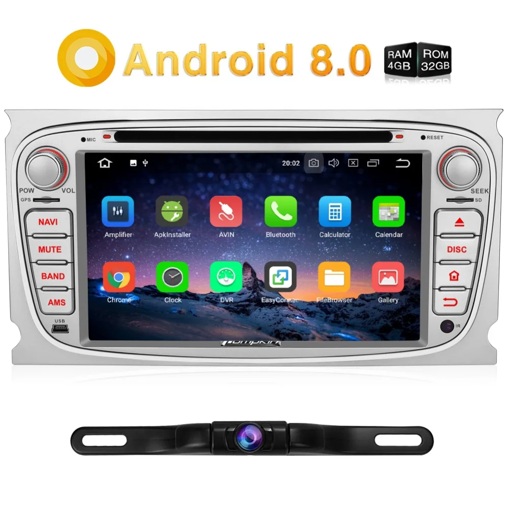 Pumpkin 2 Din7''Android 8 0 автомобильный Радио dvd плеер для Ford Focus/Mondeo GPS навигация Qcta Core Wifi