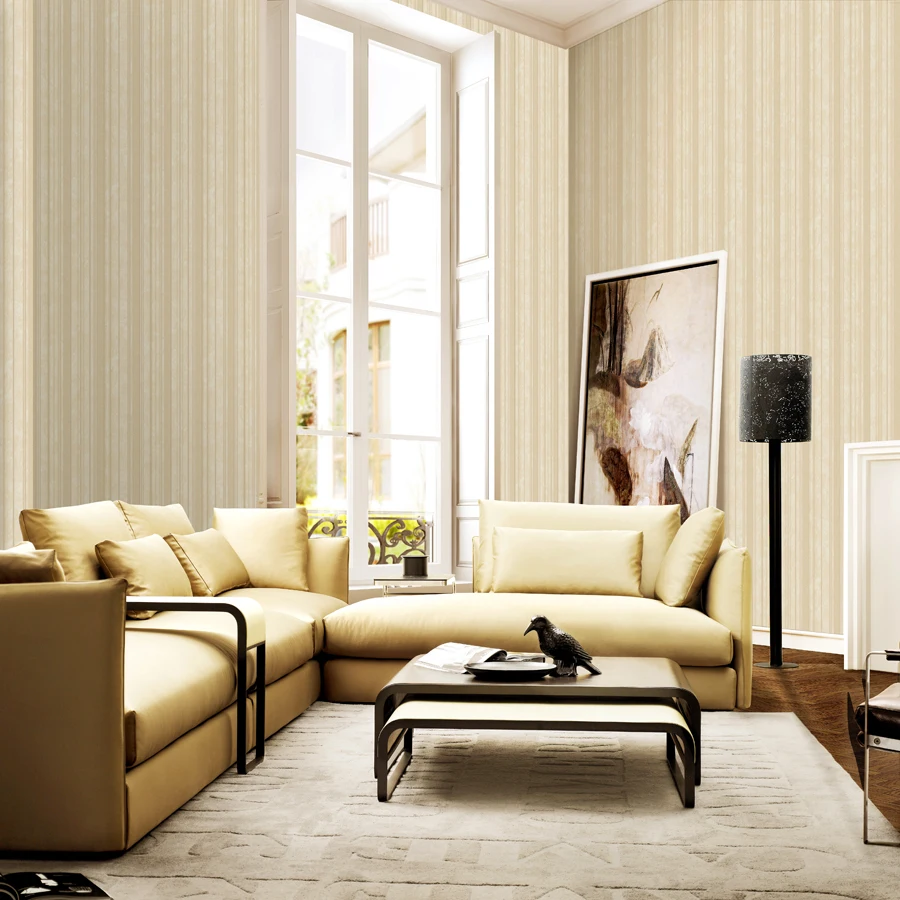 Abu Abu Pvc 3d Beige Striped Wallpaper Ruang Tamu Yang Modern Abu Abu Pvc 3d Beige Striped Wallpaper Ruang Tamu Yang Modern
