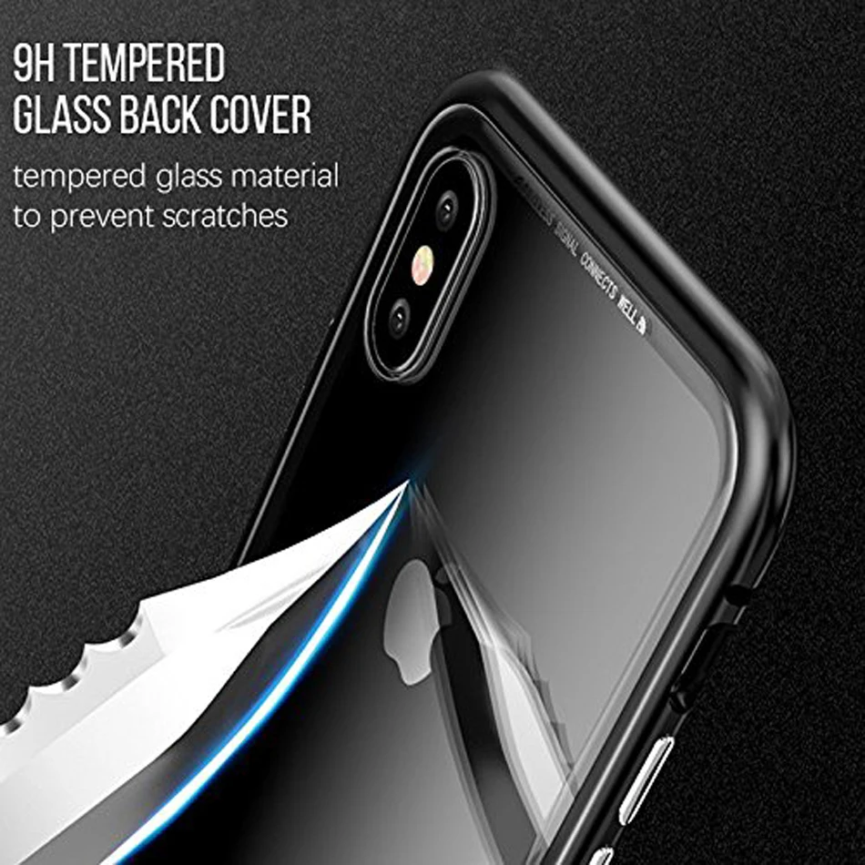 Роскошные Магнитная адсорбции чехол для iPhone X Xr Xs Max 8 7 6 6S S плюс Металл поглощения магнит закаленное Стекло флип-чехол Капа