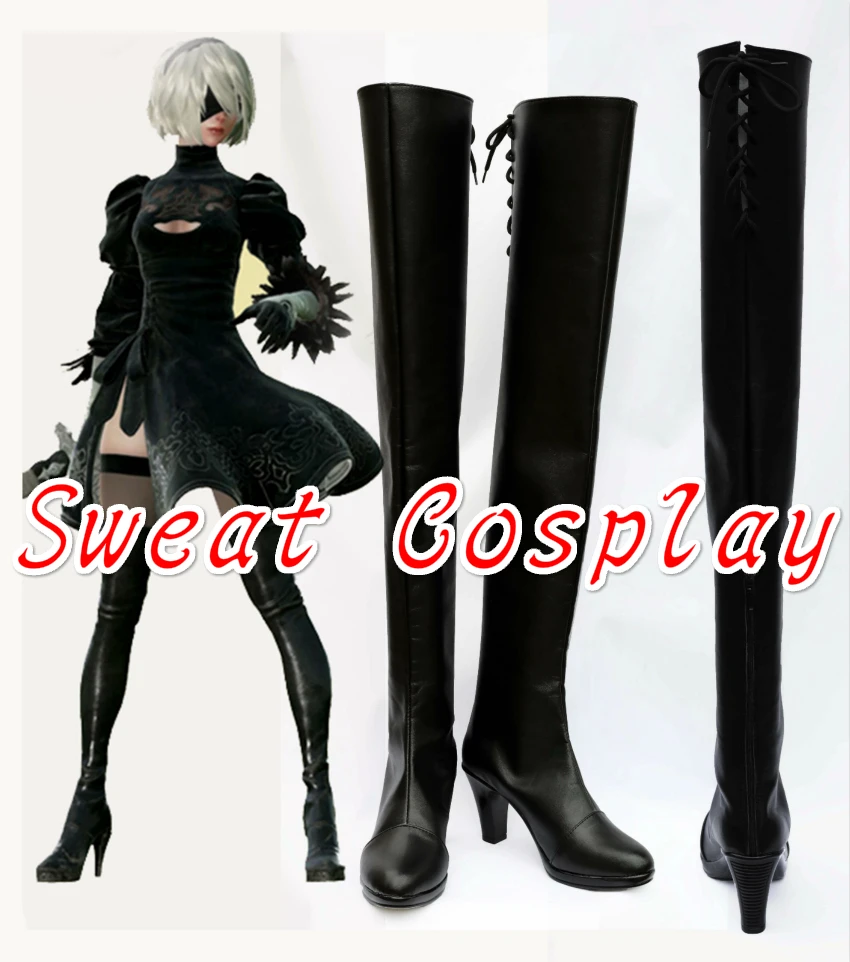 

High Quality Game NieR Automata 2B Boots Cosplay Shoes Any sizes Custom Made