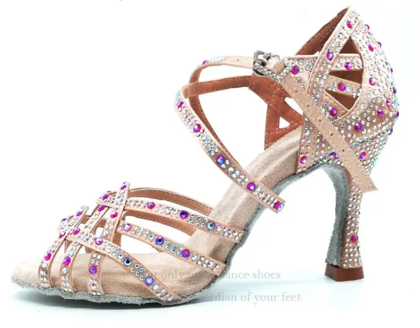 Латиноамериканские бальные танцы обувь женская Сальса обувь для танцев бальные джазовые туфли для танцев розовый Curban каблук BlingBling JuseDanc - Цвет: heel 6cm