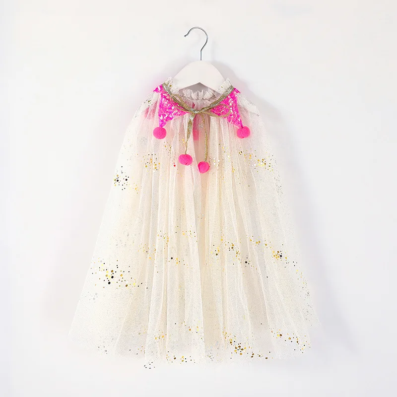 Vestido para Fora Festa de Aniversário Natal Tamanho Meninas Manto Lantejoulas Bola Tull Xale Crianças Cabolsa Praia Arco-íris Envoltório Princesa Traje um 26 tull xale crianças vestido para fora casaco