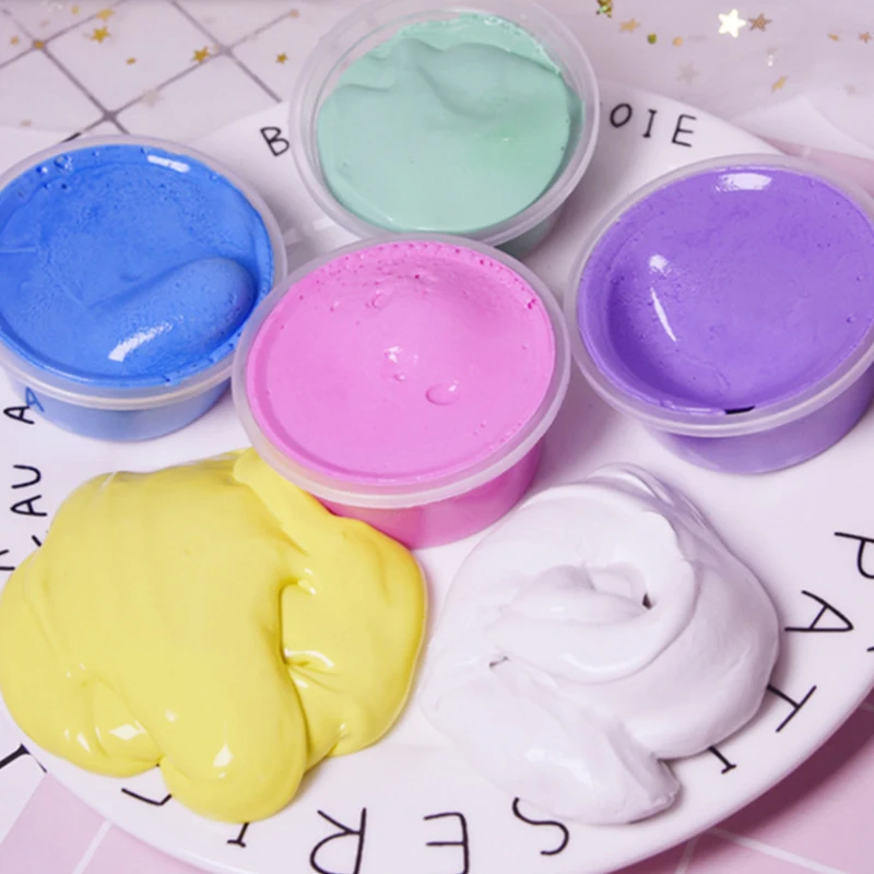 35g Macaron Color Fluffy Slime toys DIY Squishy kids Toy With Box polymer light soft Clay Modeling Clay plasticine cloud slime slime kit fluffy slime