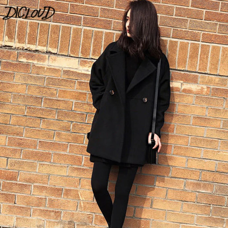 DICLOUD Черное Женское пальто зимнее длинное пальто Женская двубортная верхняя одежда модные куртки женская брендовая Дизайнерская одежда