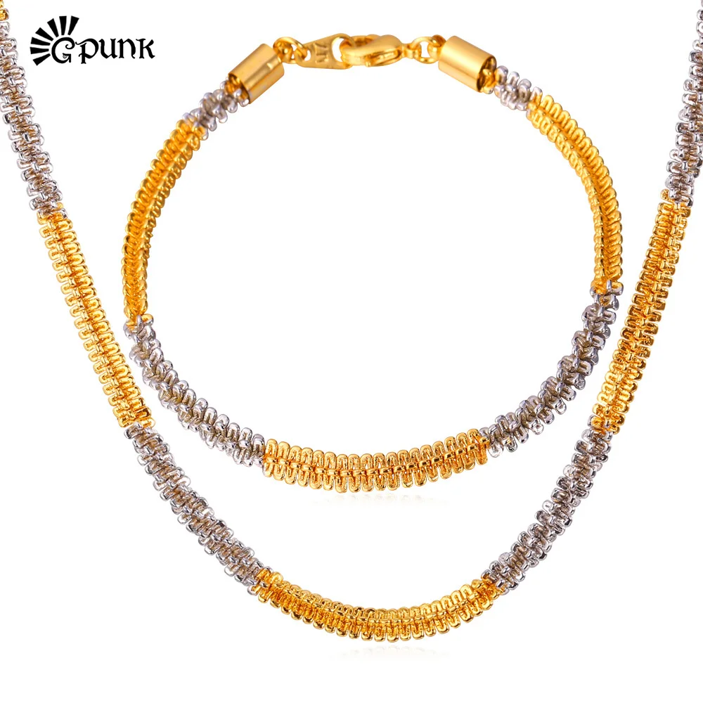 

Two-Tone Gold Jewelry Sets Men Snail Necklace Bracelet Jewelry Set yellow Gold& / color Men Jewelry Wholesale S1552G