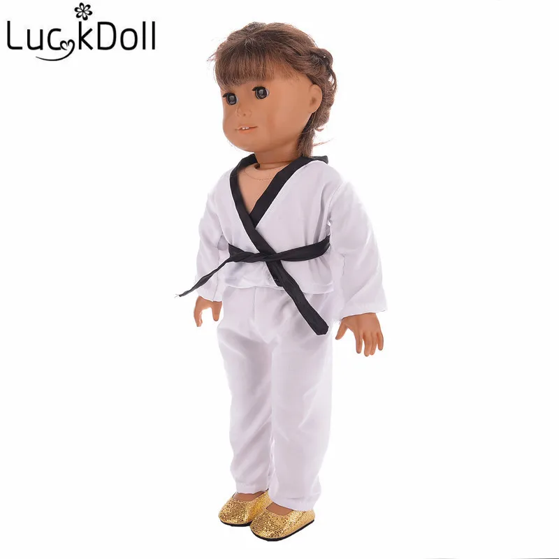 LUCKDOLL костюм для тхэквондо подходит 18 дюймов Американский 43 см детская кукла одежда аксессуары, игрушки для девочек, поколение, подарок на день рождения