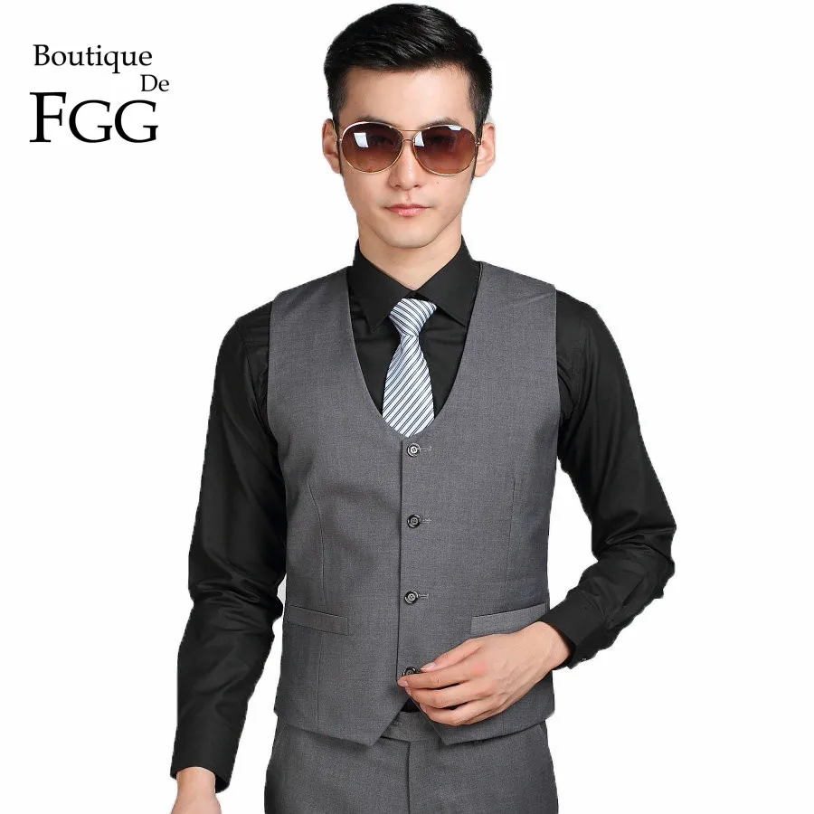 Бутик De FGG Китай SizeS-3XL темно-серый цвет мужской строгий костюм жилеты для Свадебный вечерний для жениха жилет Chaleco Hombre Boda