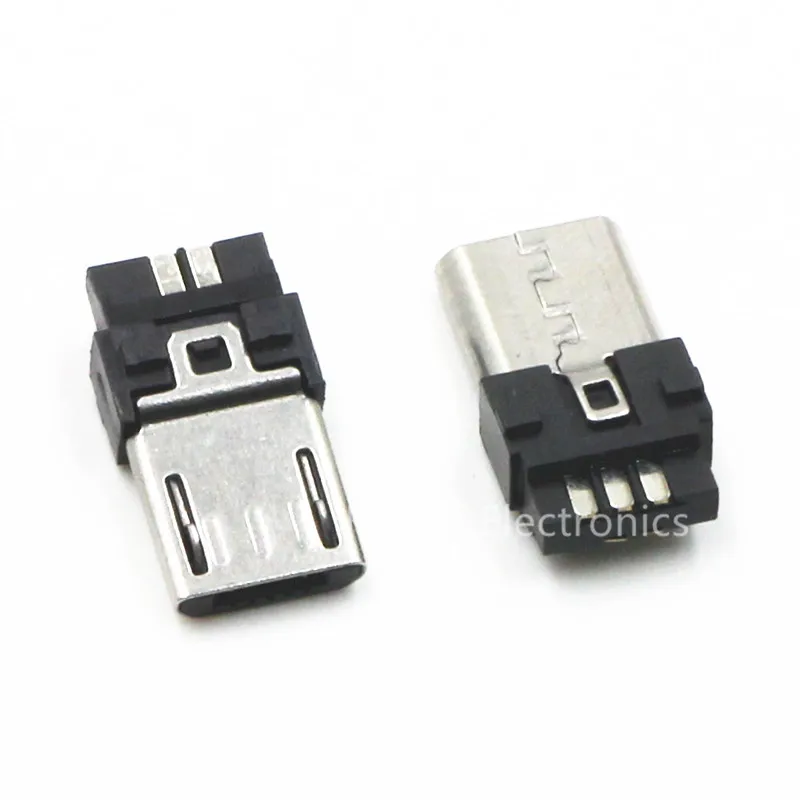 50PCS DIY Micro USB 5 Pin T Port Male Plug Socket Connector&Plastic Cover 
