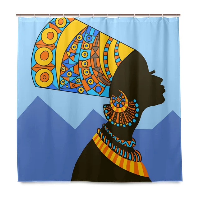 Black Girl Shower Curtain Bathroom Cortina Bano Waterproof Polyester