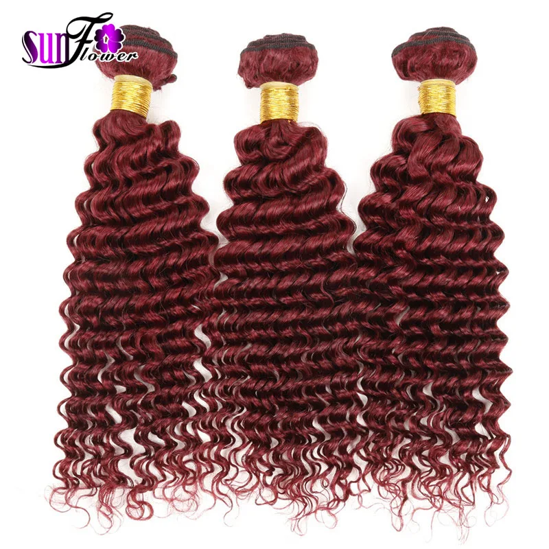 

Cheap red wine malaysia virgin hair weaves red 99J deep curly 100g 4pcs/lot bundle deal 7a burgundy curly virgin hair bextension