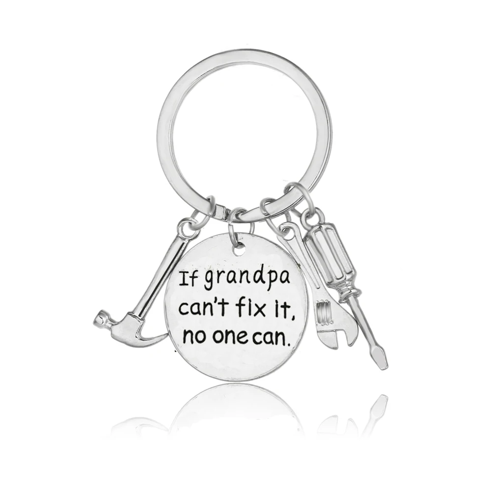 

'If Grandpa Can't Fix It.No One Can'Gift For Grandad Keychain Tools Key Chains Family Grandfather Gift Birthday Engraved Pendant