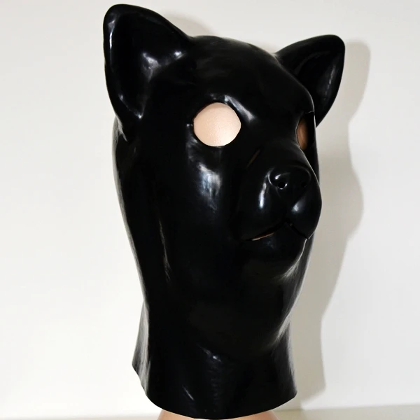 Latex Cat Head Mask With Eyepatch And Gag Bdsm Adult Games Set_voghion.com