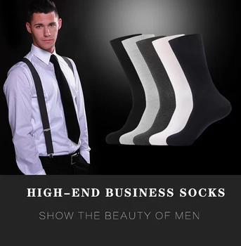 

100% Cotton Business Casual Soft Socks Crew Men Ankle Dress Breathable Soft White Black Long Socks 5 Pairs