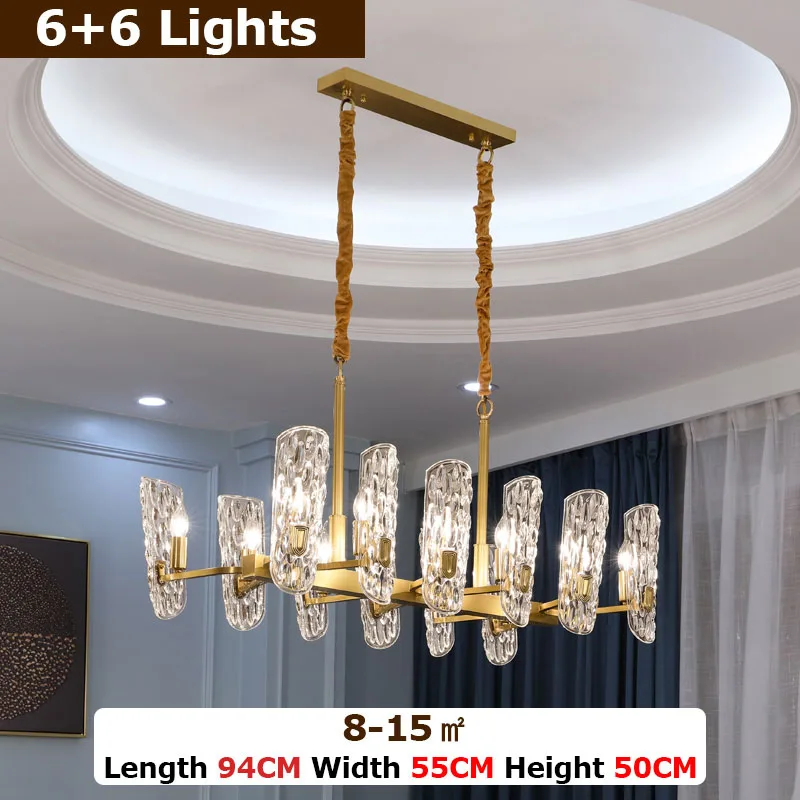 Роскошные Современные хрустальные люстры для Гостиная Светодиодная лампа для спальни Медь светодиодные лампы для вилл комнатное освещение светильник - Цвет корпуса: C-6-6Lights