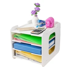Desk Organizer DIY Document Trays White File Holder 4 Layers Wood Paper Tray School Supplies Office Accessories Joy Corner 3 layers moving document file tray holders desk set book holder organizer a4 office school supplies desk accessories