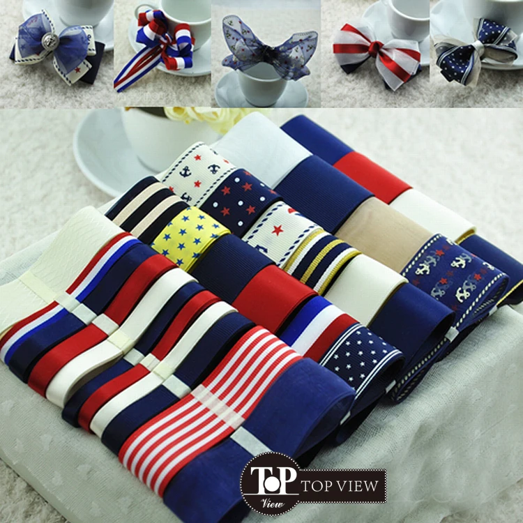 

Free Shipping Korean Navy Style Hand Made DIY Ribbon Accessories Set 30 YDS Mixed 30Style Dreamy Navy Blue Series