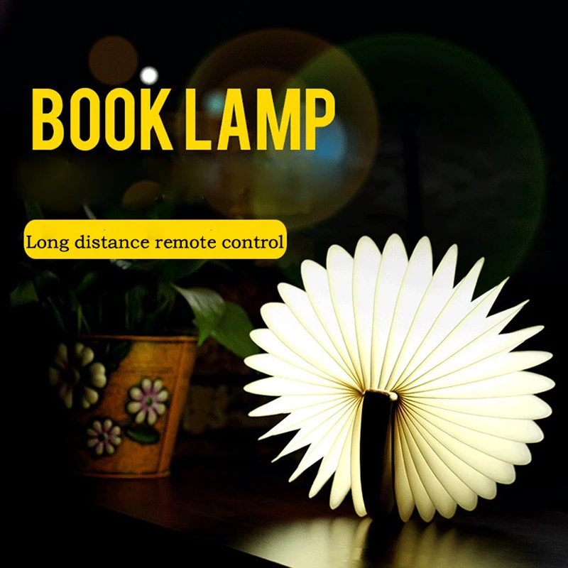

Portable LED Night Light USB Wooden Folding Book Lamp Art Decorative Desk Lights Warm White For Childern Kids Friend Toys Gifts