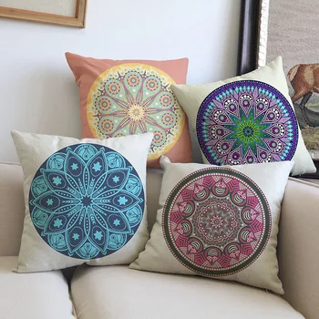

The Islamist Muslim Religious Beliefs Halal Mandala Ramadan Kareem Pattern Linen Pillow Case Sofa Chair Decoration Cushion Cover