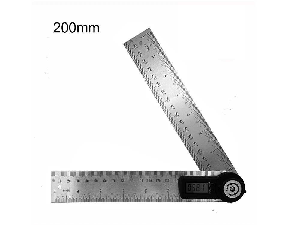 200 мм цифровой транспортир с линейкой Инклинометр Гониометр уровень из нержавеющей стали измерительный инструмент электронный угломер