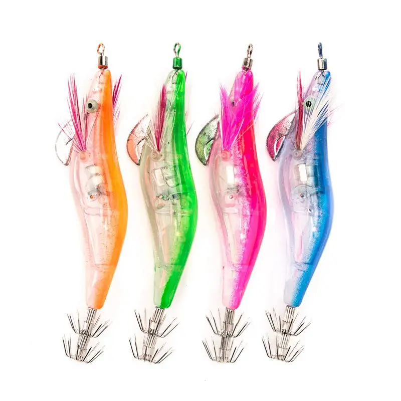 

TOP!-1pc Blue Flashing LED Fishing Lure Flash Light 10cm Minnow Luminous Squid Jig Shrimp Bait Night Fishing Lure