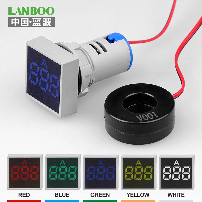 LANBOO 22 мм AC цифровой дисплей амперметра с 0 100A монитор Индикатор тока световой