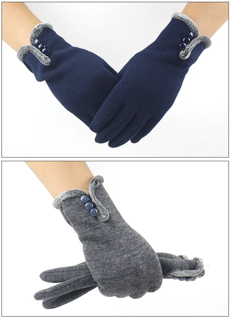 Сексуальные женские перчатки для сенсорного экрана, модные осенне-зимние женские перчатки из хлопка, теплые уличные перчатки 337