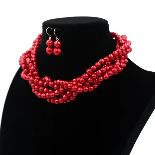 Multi Layers Simulated Pearl Bead Necklace And Earrings Set Multi Layers Simulated Pearl Bead Necklace And Earrings Set Costume Jewelry Accessories Aliexpress Uk Jewellery 5 Colors