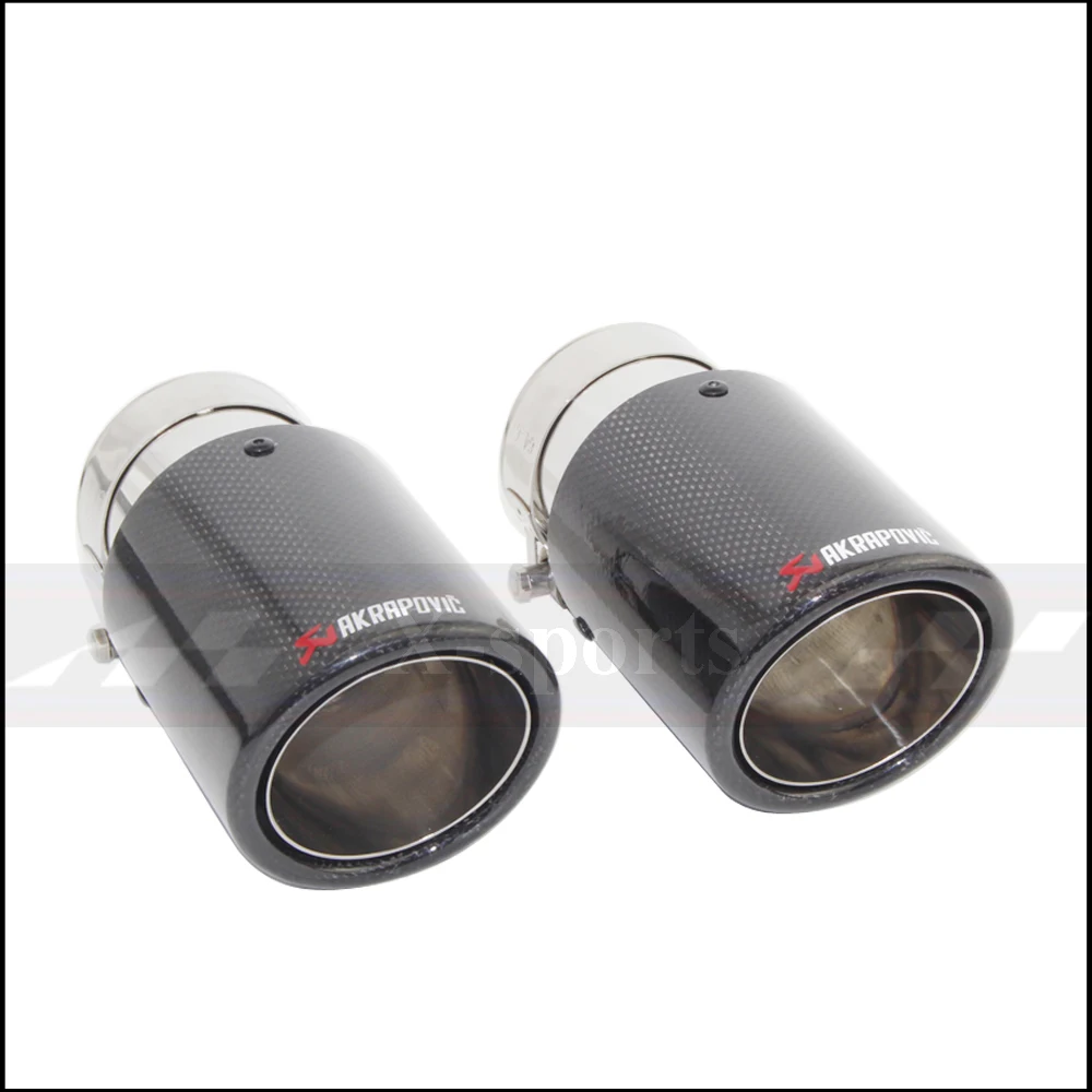 

Akrapovic Carbon Fibre Glossy Muffler Pipe Tip Car Styling Exhaust System Crimping Universal Silver Stainless Steel Trim