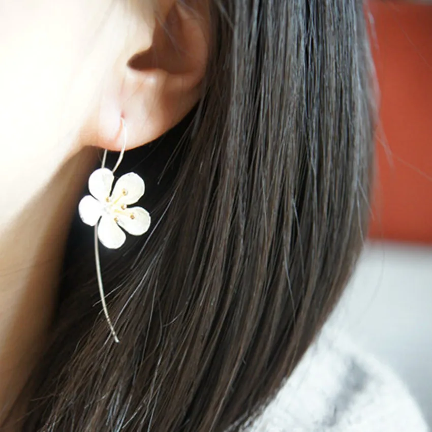 Женские серьги из серебра 925 пробы с цветами|fashion long earrings|long earringslong earings fashion |