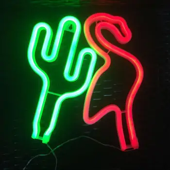 

LED Decorative Neon Light Flamingo Cactus Night Light for Party Home Office Bar Hotel Bedroom Baby Room Decoration Kids Gifts