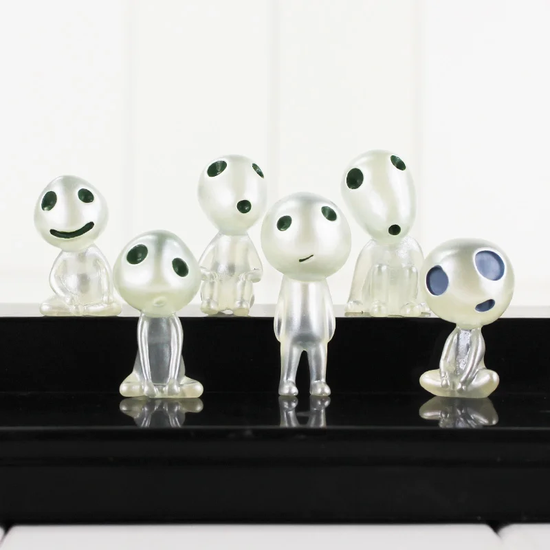 6Pcs Lot Anime Mononoke Hime Princess Mononoke Figure Toy luminous tree elves Spirit Kodama gardening PVC