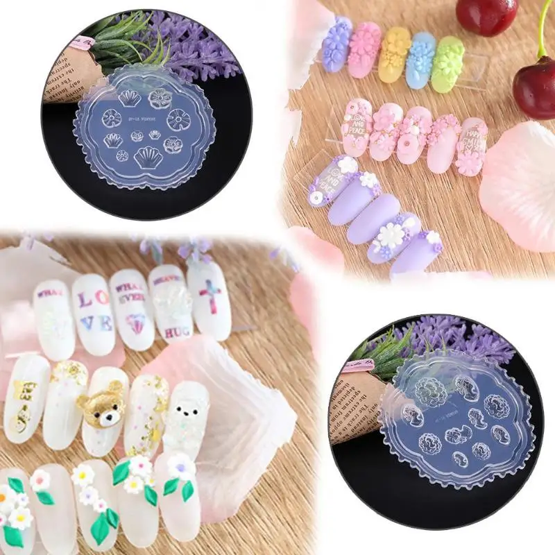 

1Pc Silicone 3D Nail Mold for UV Gel Manicure Nail Art Tool Mix Pattern Carved Mould DIY Nail Decor Tool