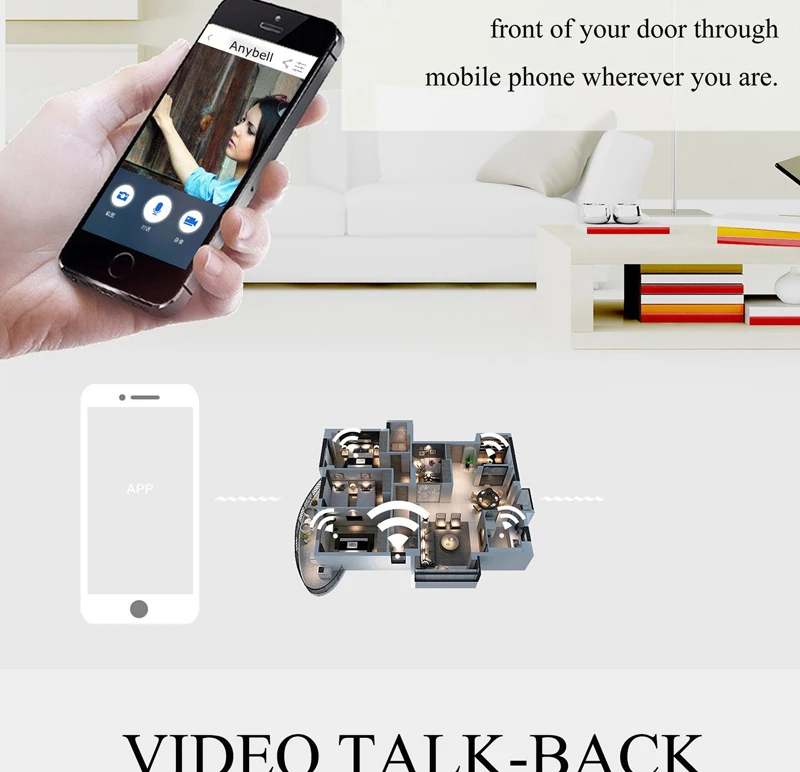 Для домашнего использования гостя дверной звонок WIFI App управление видео-телефон двери дома домофон PIR функция IP68 из водонепроницаемого материала