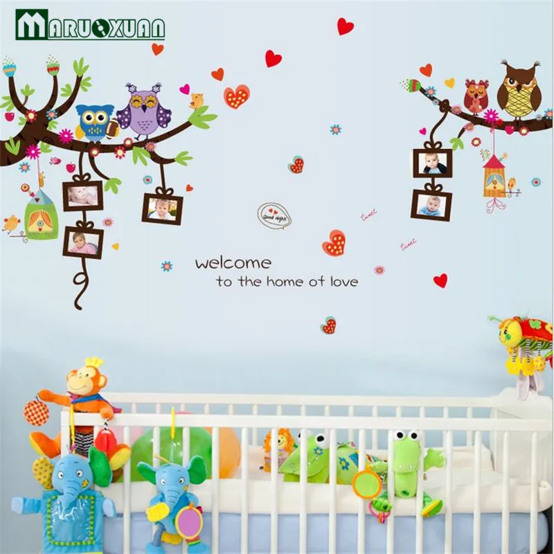 Hot Wall Stickers Owl Frame Tree Living Room Background Decorative | Дом и сад