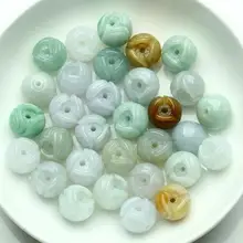 10 шт. натуральный ледяной нефрит класса А(жадеит) бусины Lucky DIY цветок свободный кулон