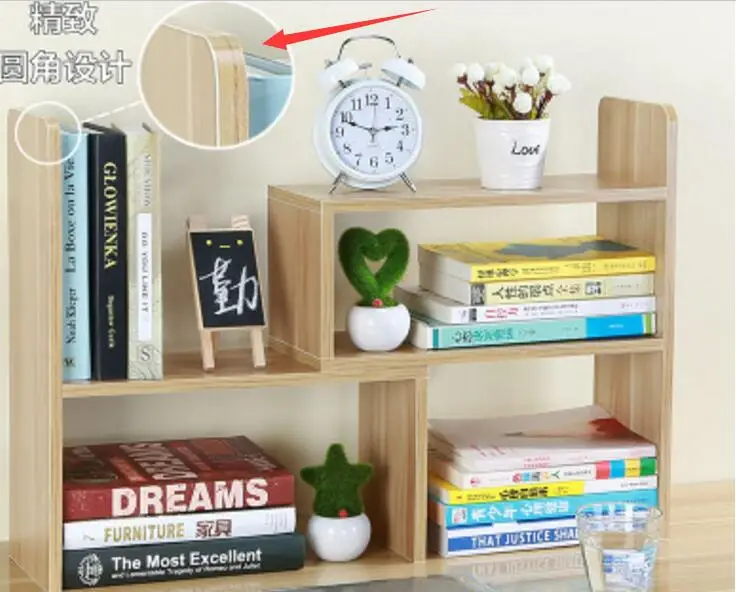 Safety Round Corner Design Diy Office Bookcase Desk Bookshelf