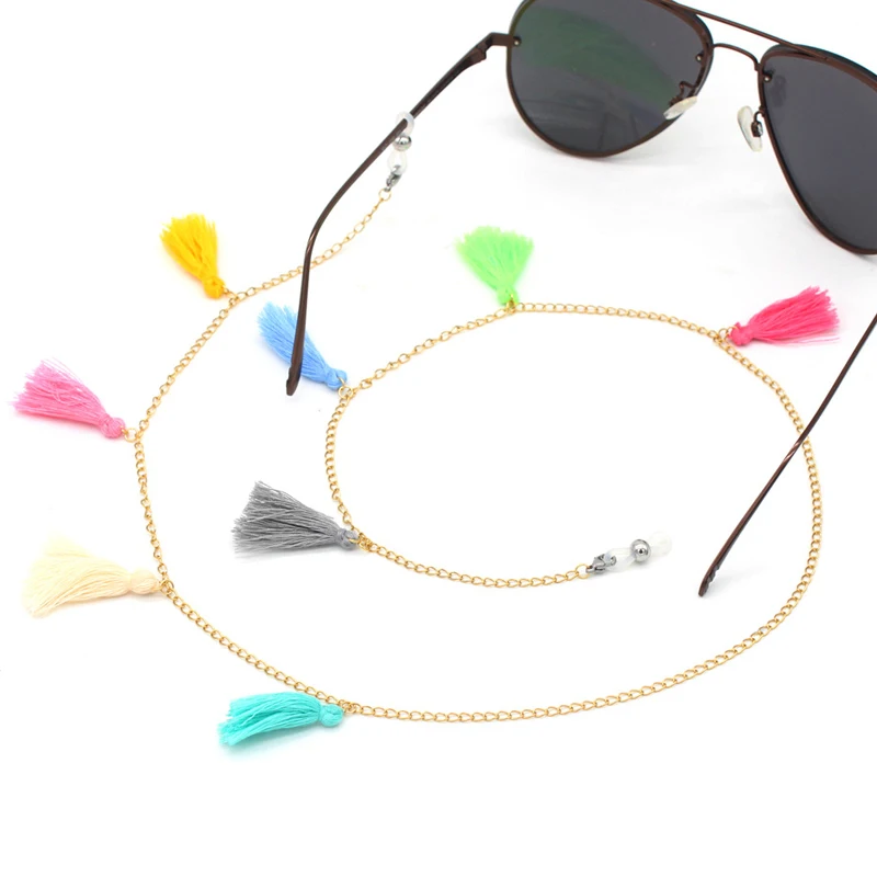 

Colorful String Tassel Link Chain Eyeglasses Chains Reading Glasses Sunglasses Strap Cord Holder Neck Head Band Accessories