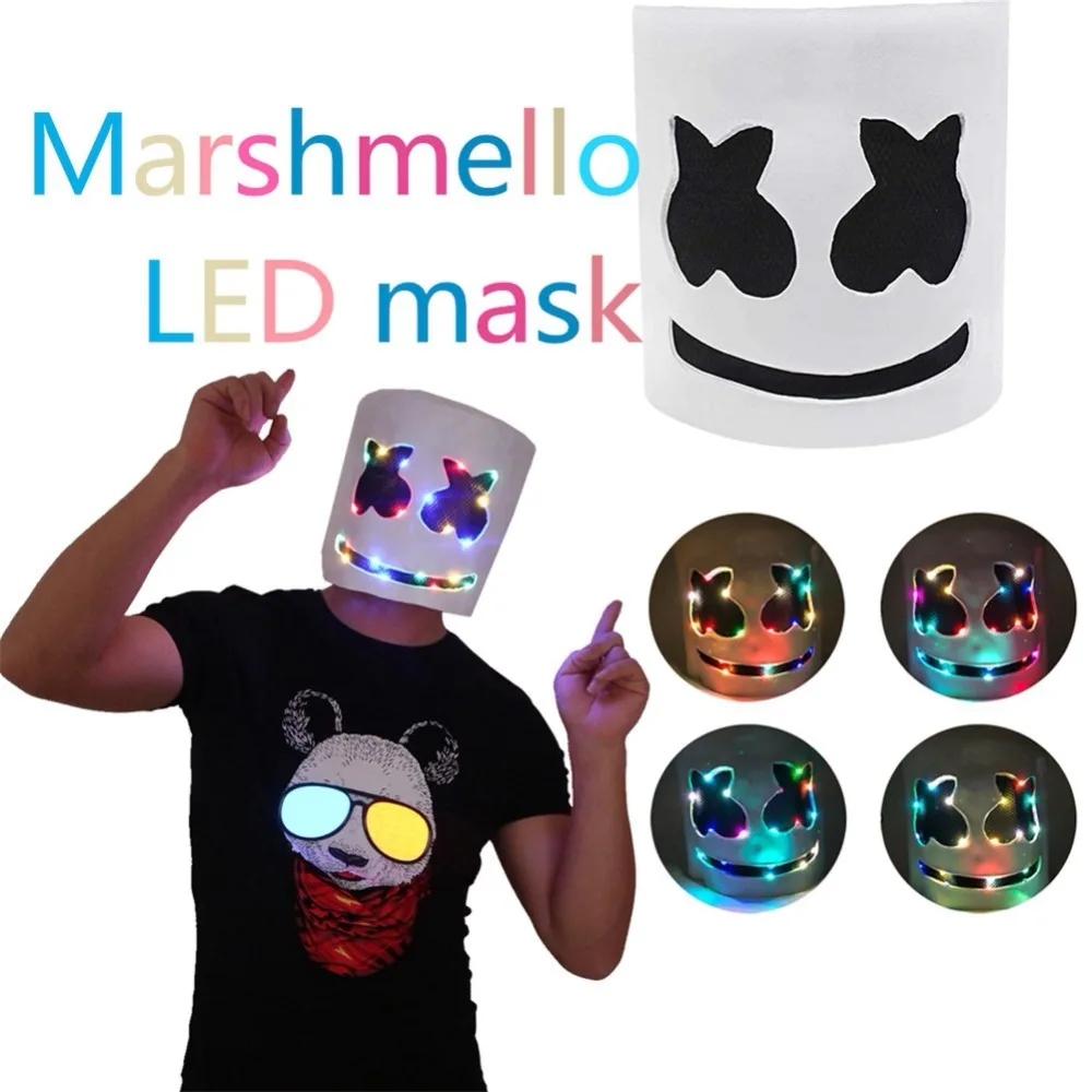 DJ Marshmello Masks Kids Adult Cosplay Props LED Luminous ...