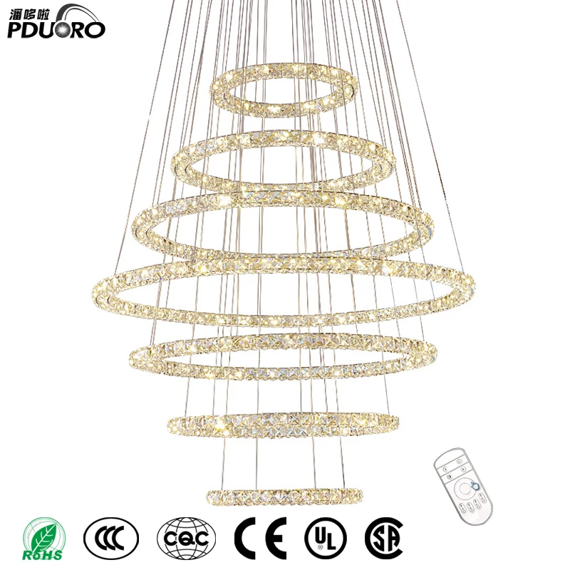 

Popular Crystal Ring LED Crystal Pendant Light Modern LED Circles Hanging Lamp Foyer Dining Room Lighting Home Decoration