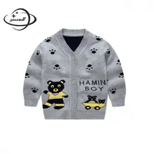 YAUAMDB/Детский свитер г., Зимний вязаный кардиган для девочек и мальчиков от 9 до 24 месяцев, детская теплая одежда с рисунком медведя и v-образным вырезом для малышей, y43