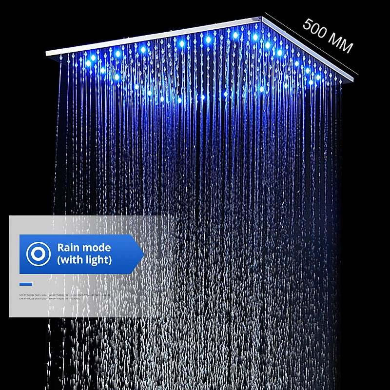 

Modern Hotel 20 Inch Shower Head Ceiling Rainfall Shower Panel 304 Stainless Steel Brushed Top Water Massage