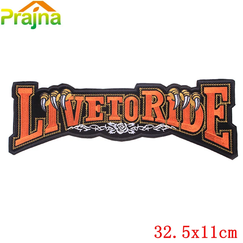 Prajna Live To Ride Patch Motorcycle Letter Hippie Patches Iron On Embroidered Patches For Clothes Stripes Stickers DIY Applique - Цвет: Цвет: желтый